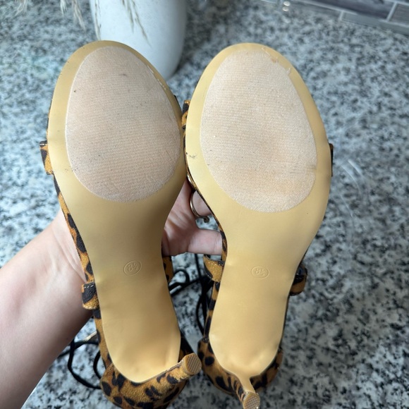 Lulus | Aimee Leopard Lace-Up Heels Size 8.5 - Picture 9 of 11